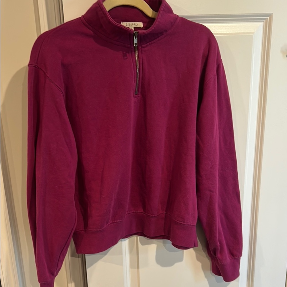 Z Supply magenta Long Sleeve half zip Sweatshirt